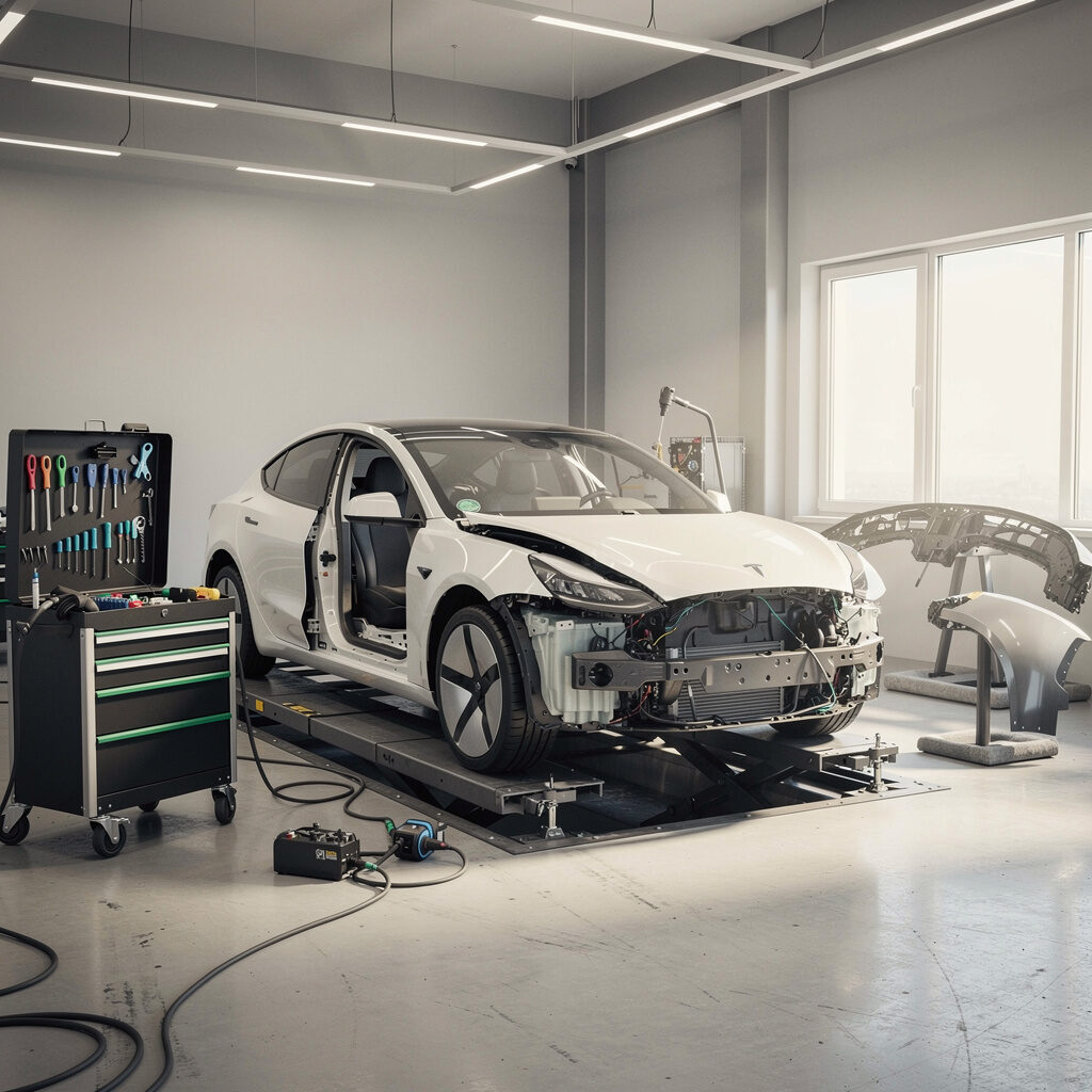 Unfallreparatur für E-Autos und Hybridfahrzeuge – Service Tesla